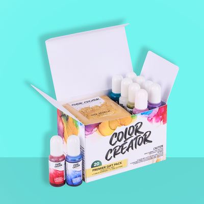 Color Creator Premier Gift Pack 20 Mica Powders Alcohol Inks & Glitters