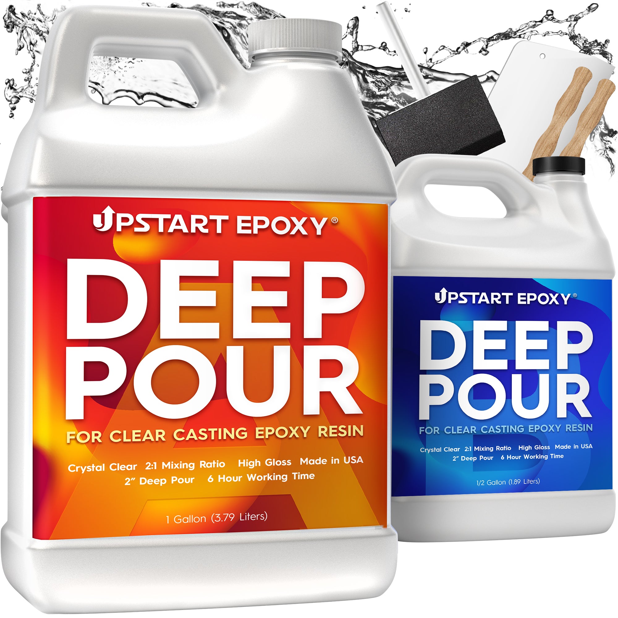 UpStart Epoxy 2 Deep Pour Epoxy Resin Kit DIY - Made in USA - Super Ultra Clear