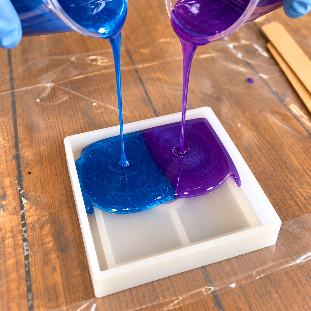 Silicone Mold for Epoxy Resin Casting - 4" Square Coaster Mold Set (4-Pack)
