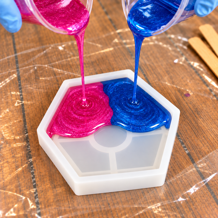 Silicone Mold for Epoxy Resin Casting - 4" Hexagon Coaster Mold Set (4-Pack)