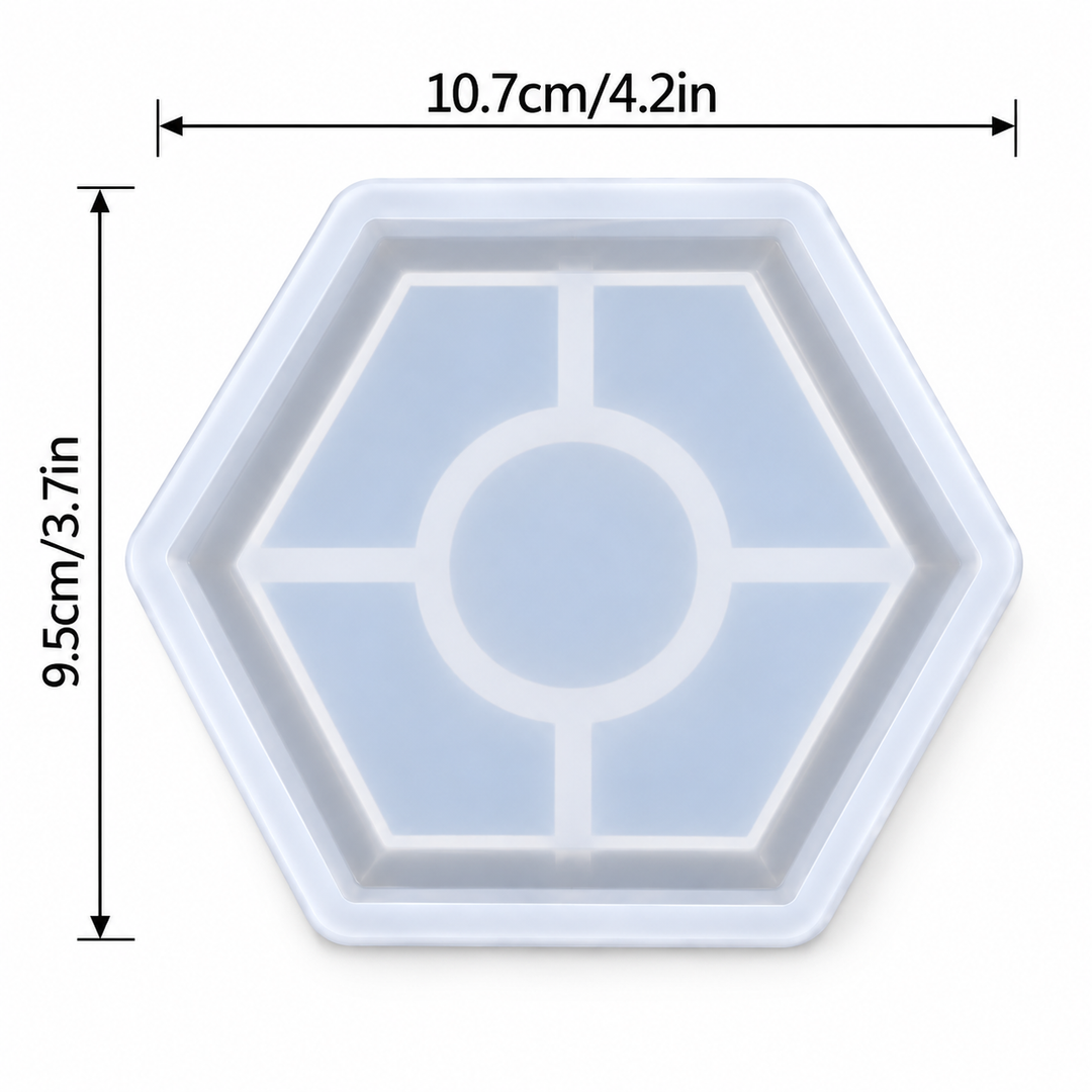 Silicone Mold for Epoxy Resin Casting - 4" Hexagon Coaster Mold Set (4-Pack)