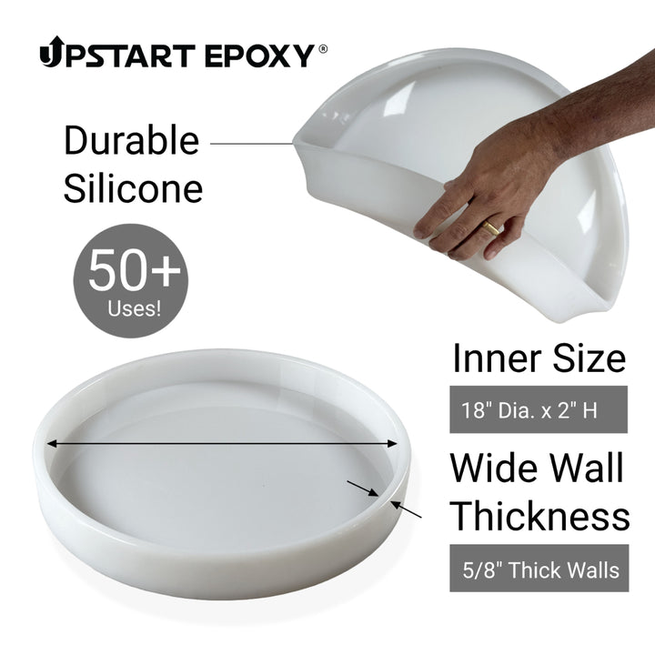 Silicone Mold for Epoxy Resin Casting - 18" Dia. x 2" (WHITE)