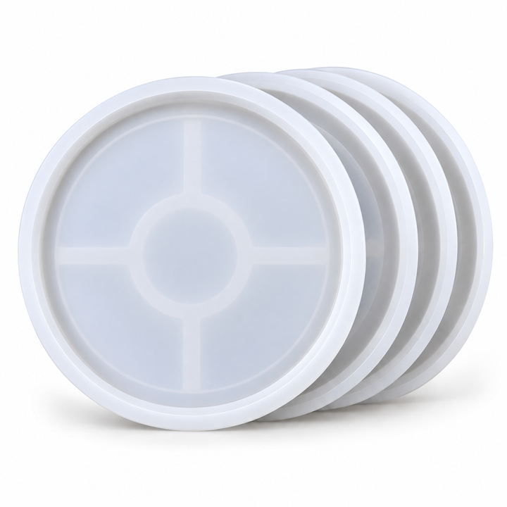 Silicone Mold for Epoxy Resin Casting - 4" Round Coaster Mold Set (4-Pack)