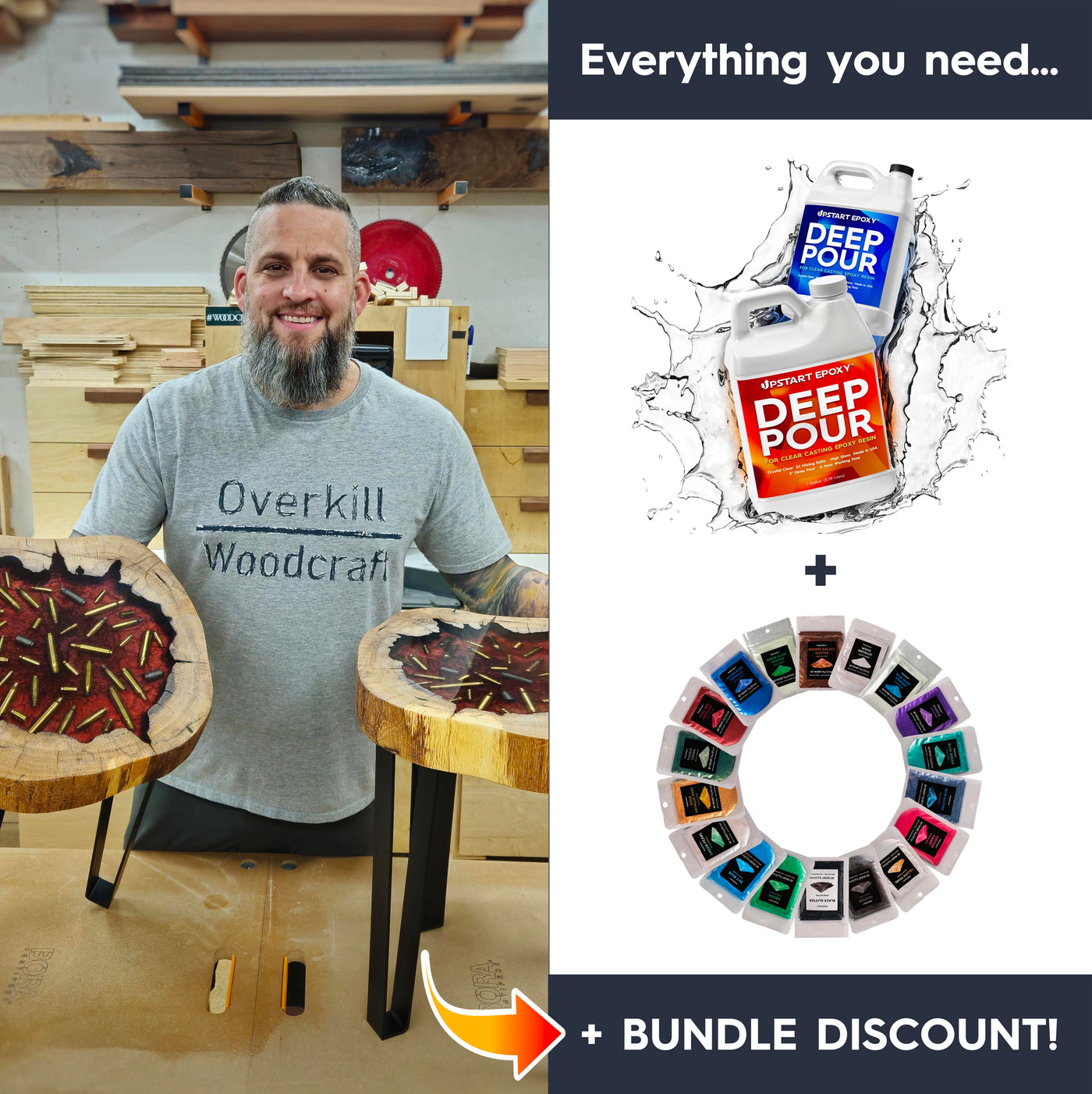 Cookie Monster Epoxy Side Table Bundle | Includes Colors + Epoxy | BONUS BUNDLE DISCOUNT IN CART