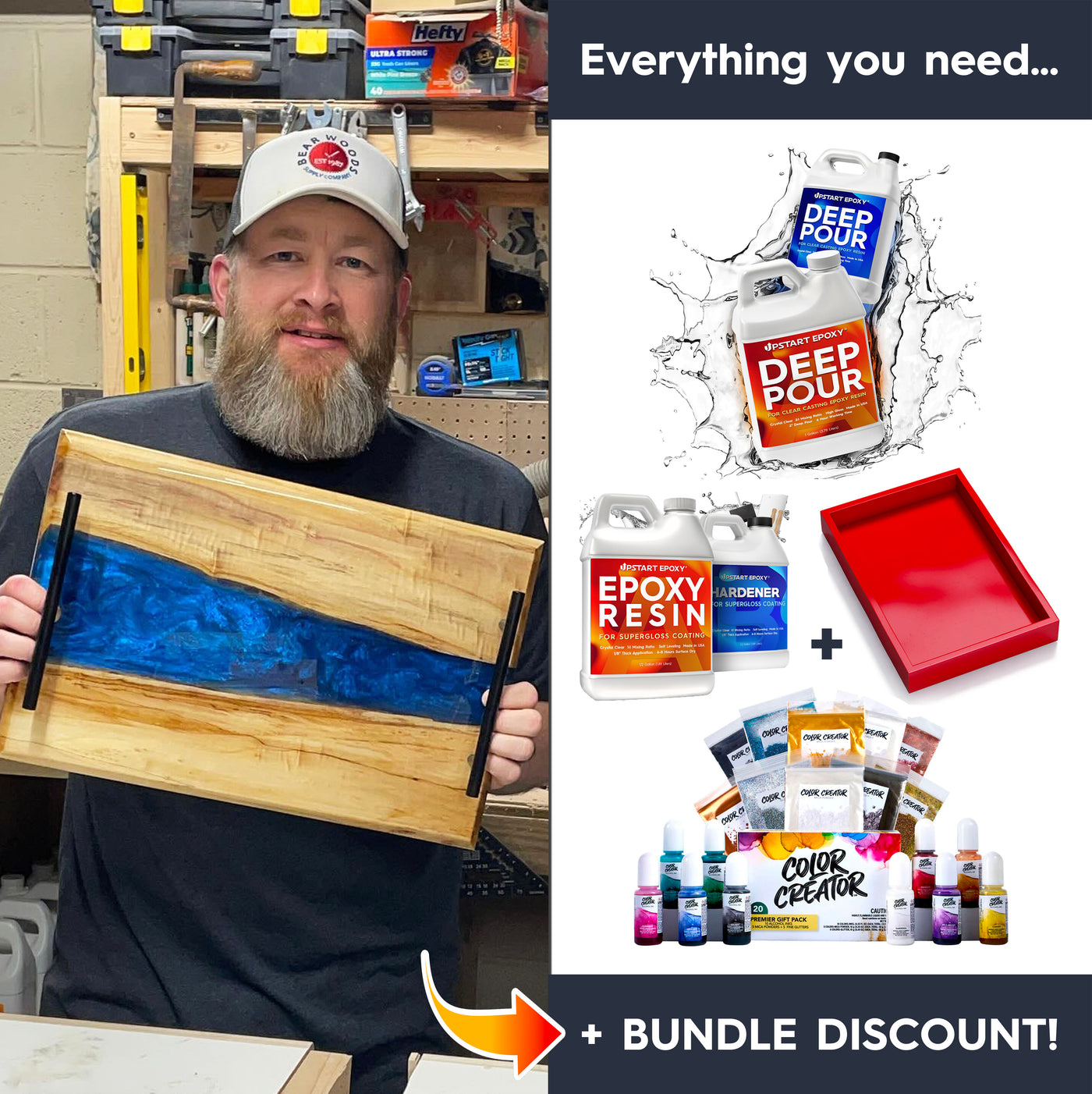 Epoxy River Serving Tray Bundle | Includes Colors + Mold + Epoxy | (Bundle Discount in Cart)