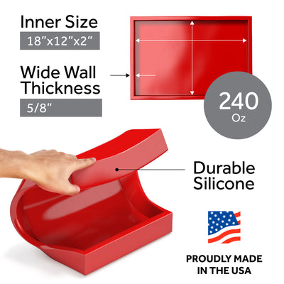 Silicone Mold for Epoxy Resin Casting - 18" x 12" x 2" (RED)