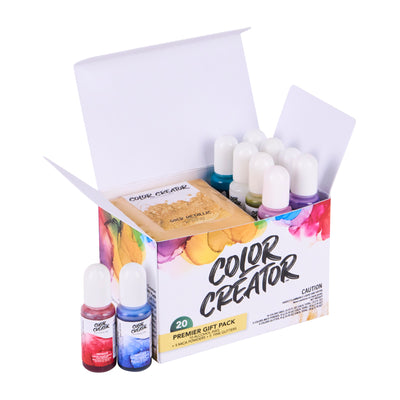 Color Creator Premier Gift Pack 20 Mica Powders Alcohol Inks & Glitters