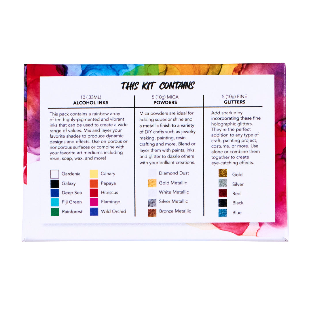 Color Creator Premier Gift Pack 20 Mica Powders Alcohol Inks & Glitters