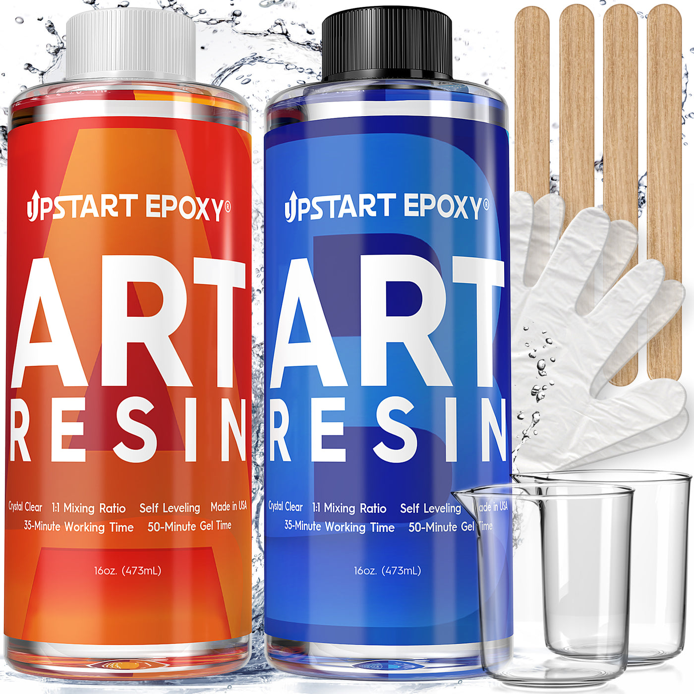 UpStart Epoxy Art Resin Epoxy Resin Kit - Made in USA - Ultra Crystal Clear Artist Resin - DIY Craft Resin for Jewelry, Mold Casting, Preserving