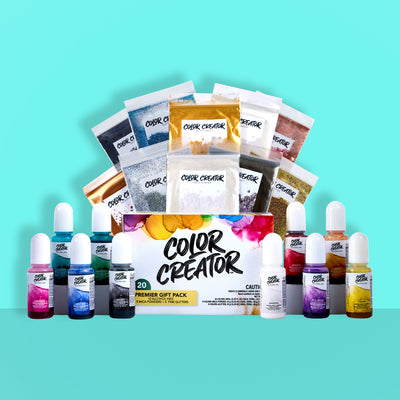 Color Creator Premier Gift Pack 20 Mica Powders Alcohol Inks & Glitters